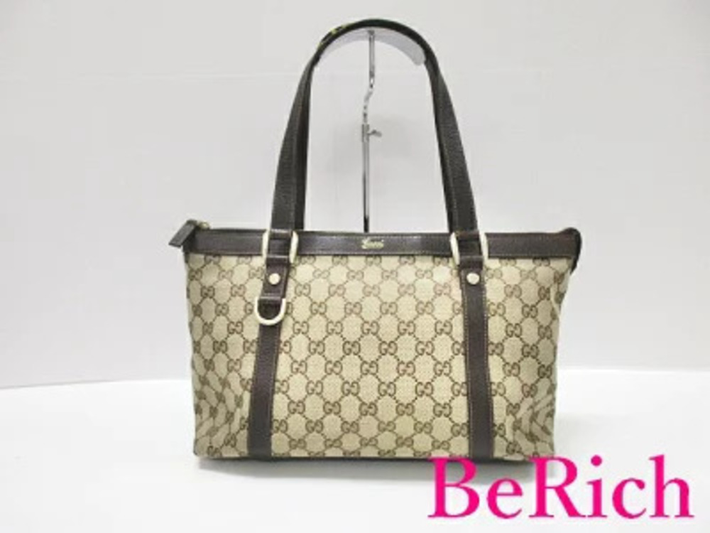 Gucci Tote Bag Shoulder GG Abbey Beige Brown ring Handbag
